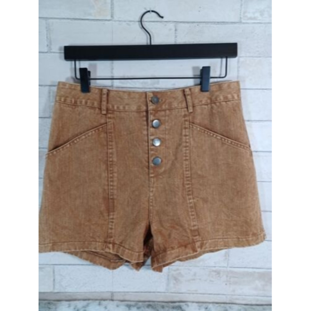 She + Sky Jeans Twill Shorts Camel L New Button Fly